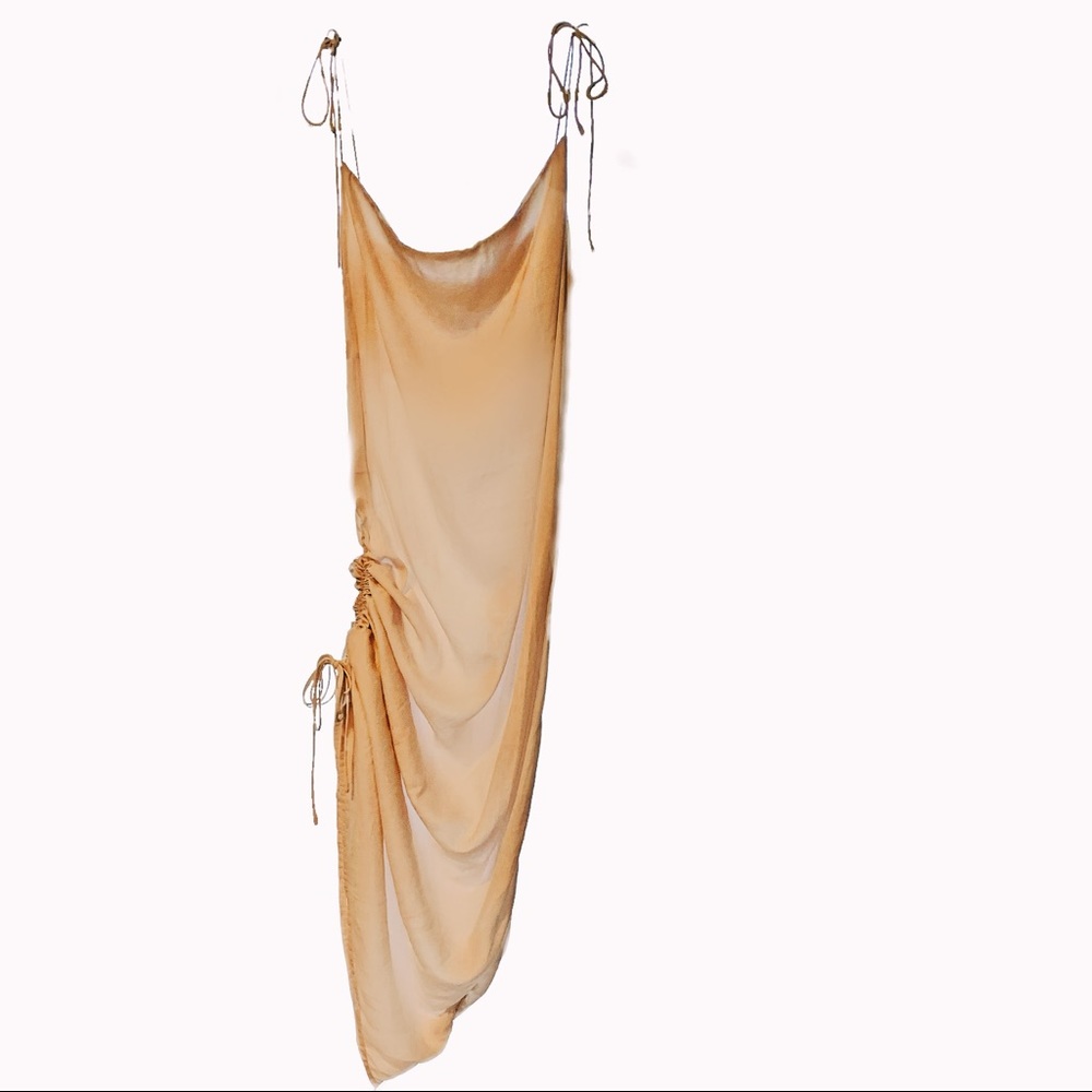 Adjustable Length Satin Midi Slip Dress